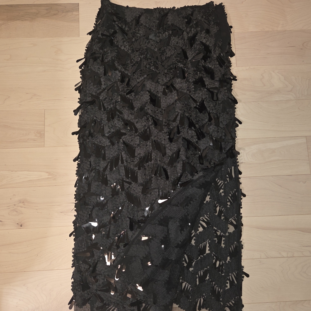 Zara Black Embellished Midi Skirt